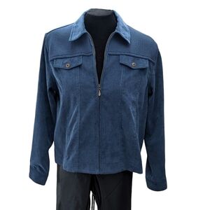Alfred Dunner Soft Lightweight Corduroy Jacket Blue Size 12 Petite